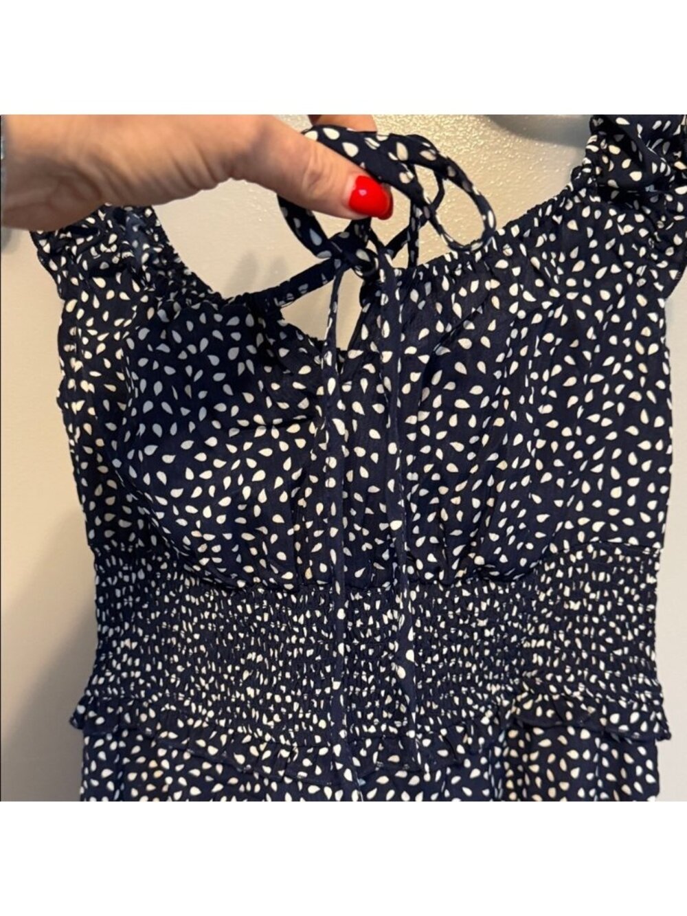 Women’s Skater Fit & Flare Smock Frill Navy Dress - Picture 7 of 8